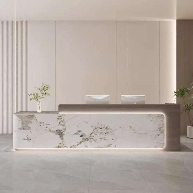 

Executive Aesthetic Reception Desks Modern Company Simple Design Reception Desks Unique Luxury Mostrador Trendy Furniture