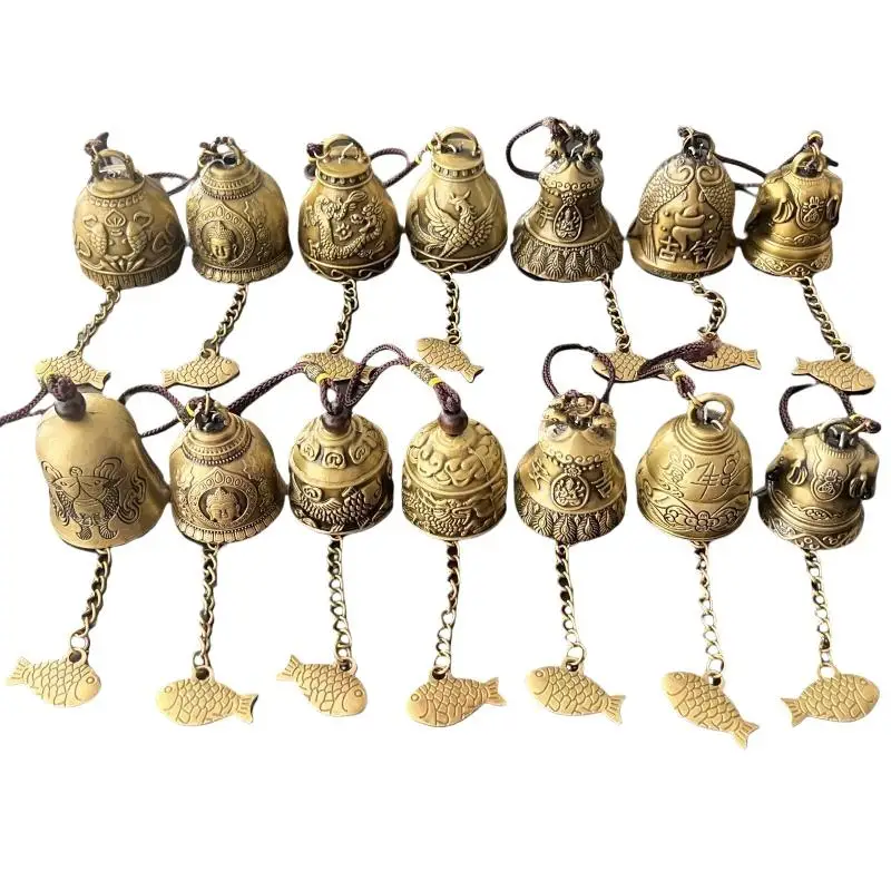 Vintage-Schlüsselanhänger aus Messing, Glocke aus reinem Kupfer, Auto-Schlüsselanhänger, kleiner Anhänger für Männer und Frauen – Detail 6