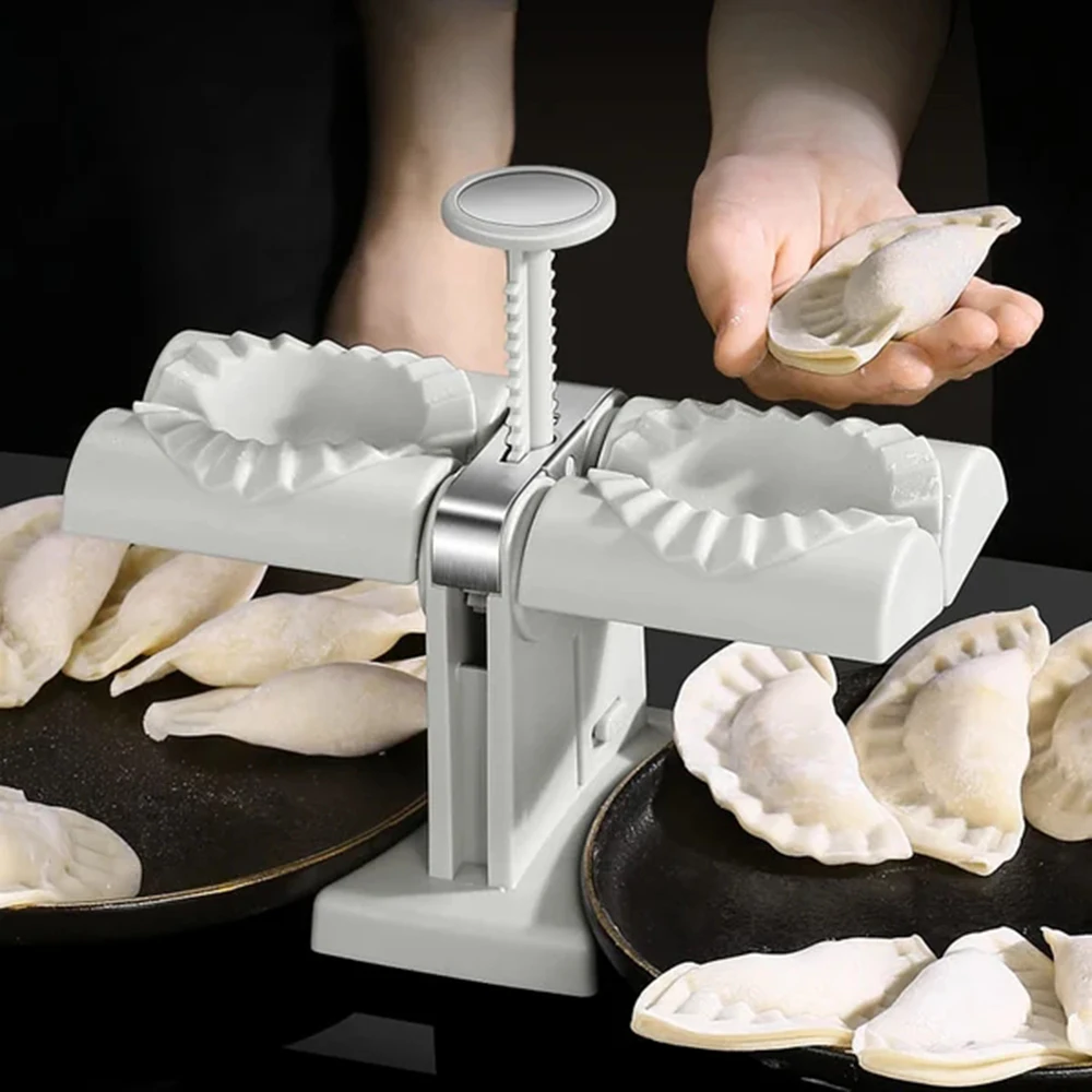 Dumpling Maker Household Double Head Fully Automatic Dumpling Maker Ravioli Press Mold Making Tool Easy to Use for Dumpling FU