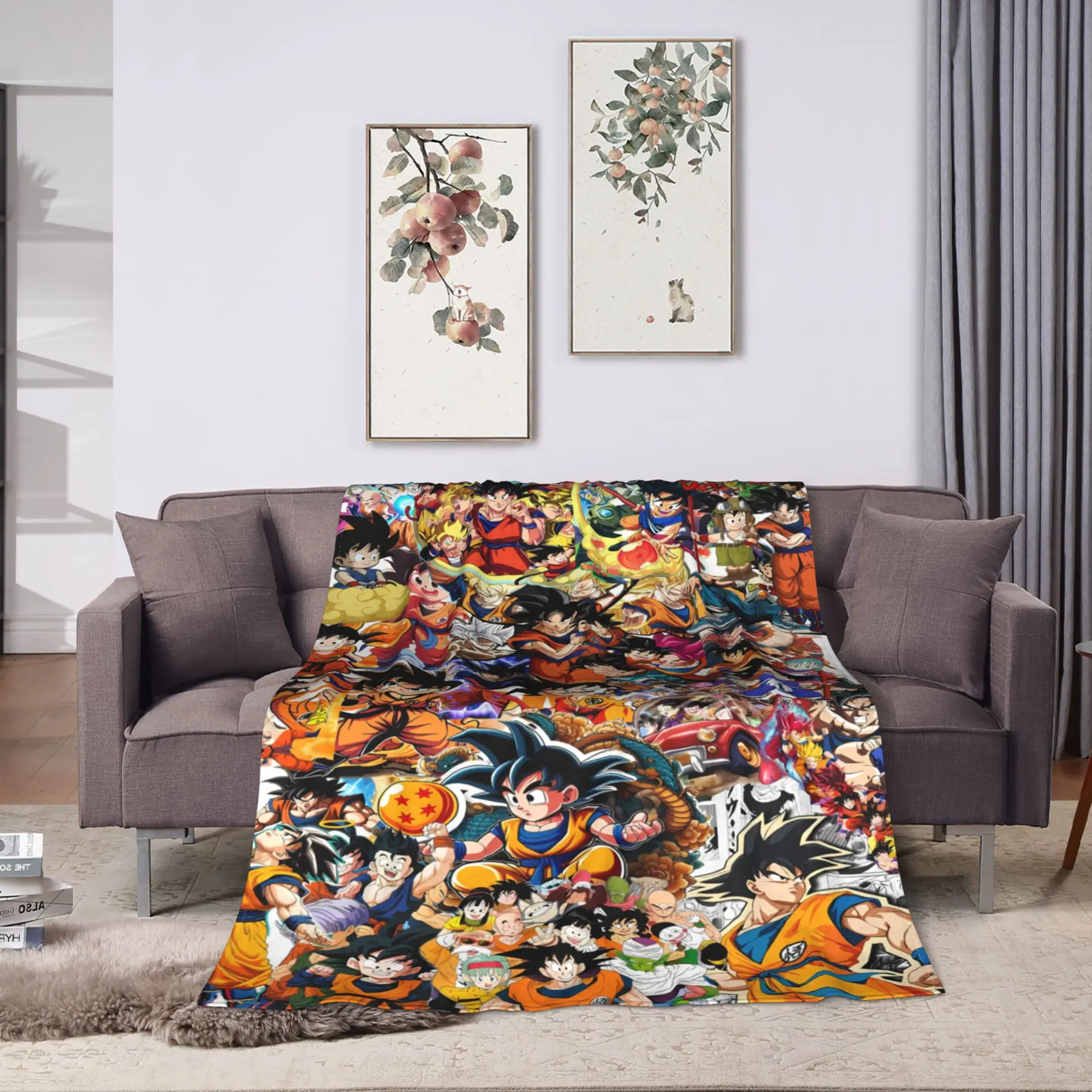 D-Dragon B-Ball 3D Japanese Anime Warm Soft Blanket  Girls Boys Plush Throw Blanket Couch Chair Flannel Bedspread Sofa Bed Cover