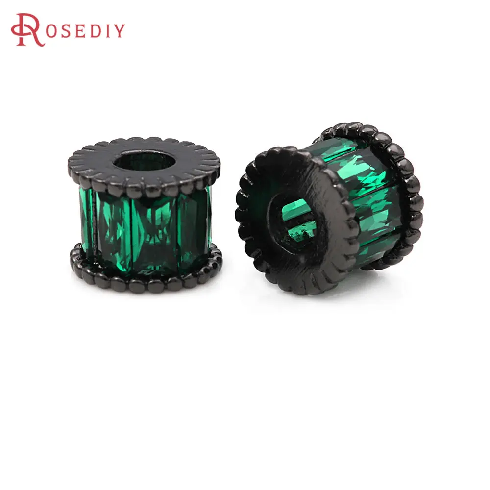 

6PCS 18K Gold Color Brass Zircon Cylinder Spacer Beads Bracelets Beads High Quality Diy Accessories Jewellery Making Materials