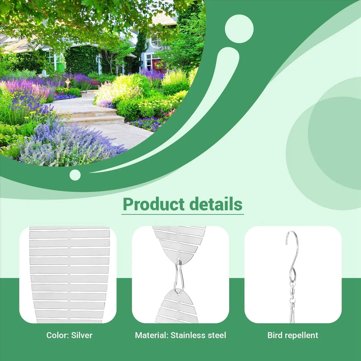 (AIMA) Juego de Discos Ahuyentadores de Aves de Acero Inoxidable, Espirales Reflectantes 3D para Jardín, Patio, Granja - Diseño
