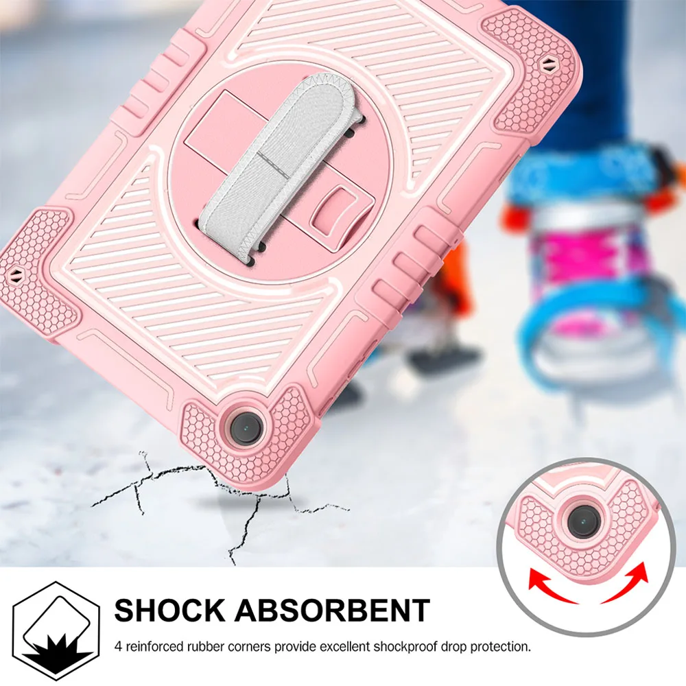 For Samsung Galaxy Tab A9/A11 Plus 11inch Case Hard PC+Soft Silicone Stand Cover Four Corner Anti-Drop Protective Shell Stlye-B