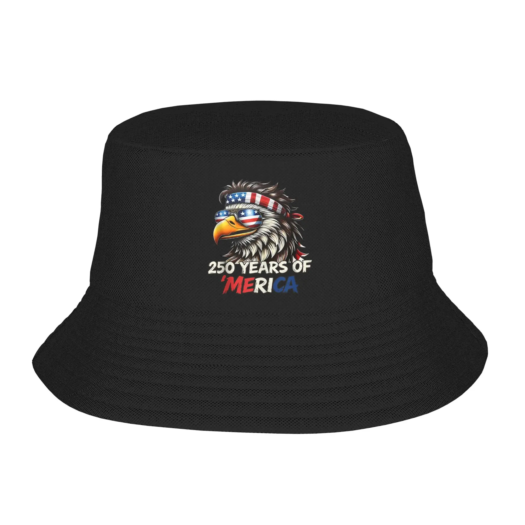 250 Years of Merica Eagle 4th of July USA Flag Bucket Hat  Streetwear Fisherman Caps For Men Women Retro Beach Travel Sun Hats
