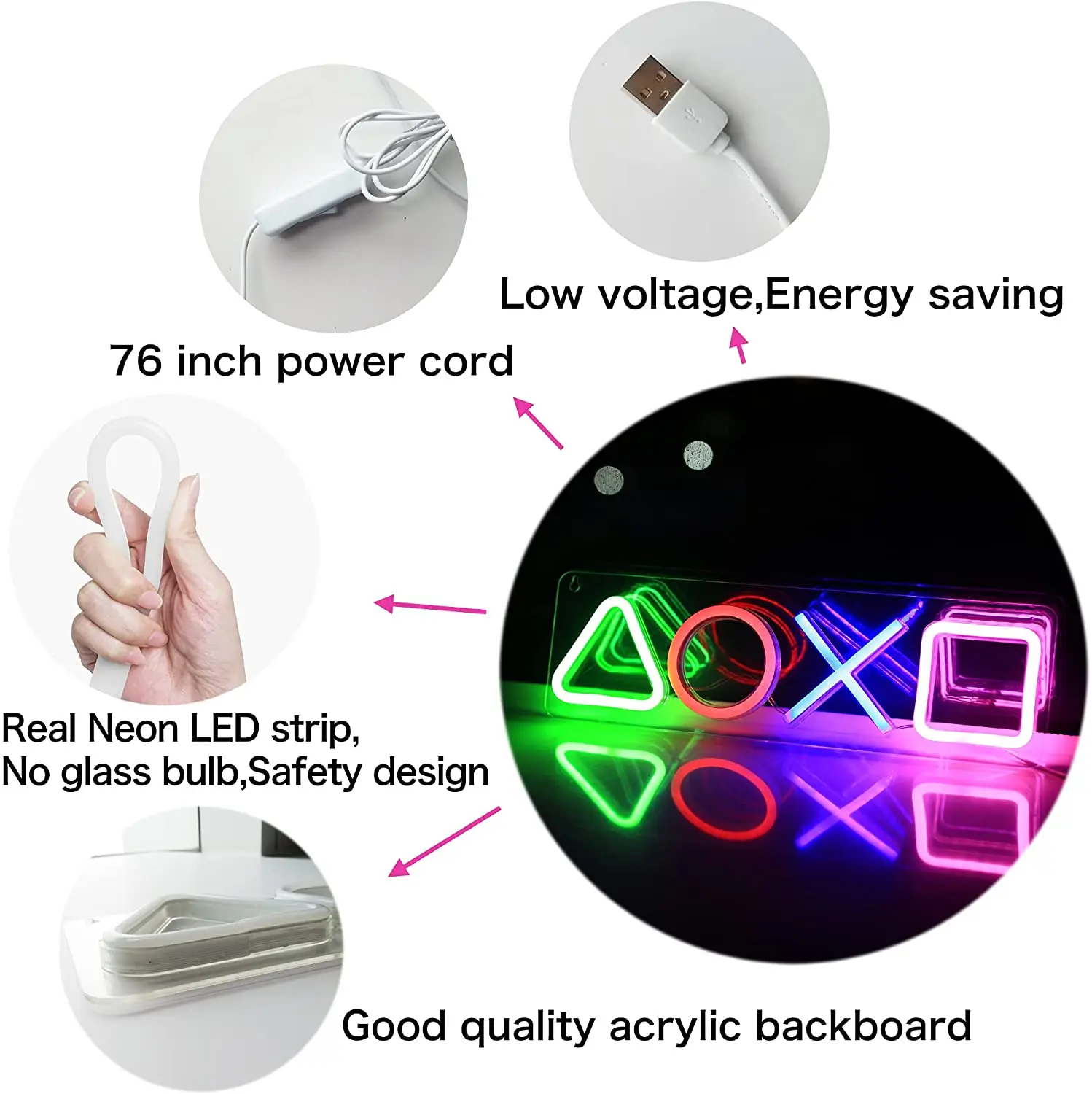 Game Neon Sign For Wall Bedroom Decor For LED Neon Light For Teen Boys girl Room Dimmable 3D Art Gamepad Light USB Powered Game