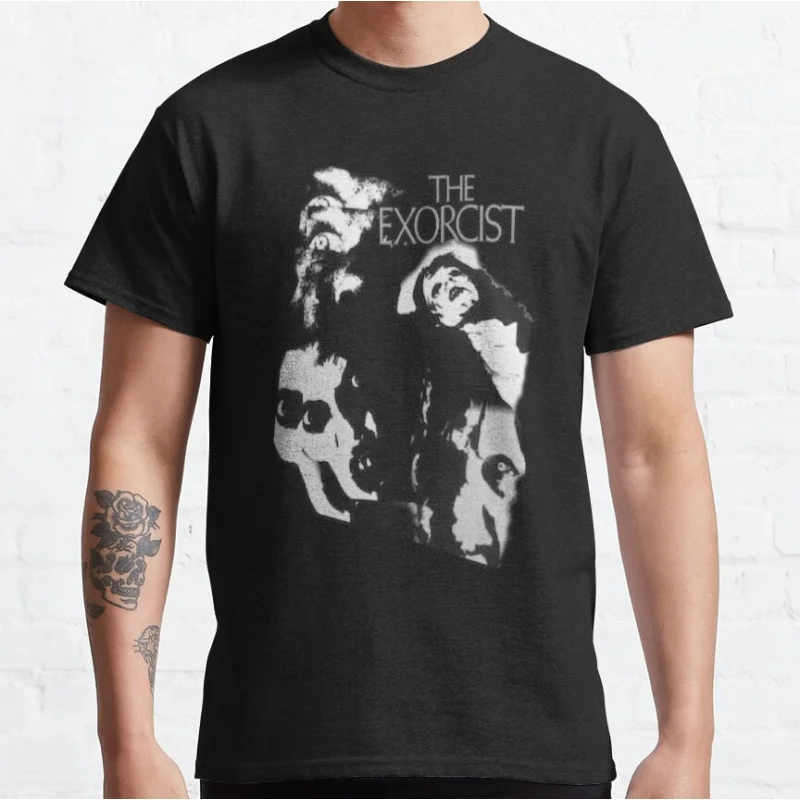 Retro Movie The Exorcist 0228 Scream film Graphic t shirt Scary Halloween Gift Tee Horror Nights tops All size Men's clothing