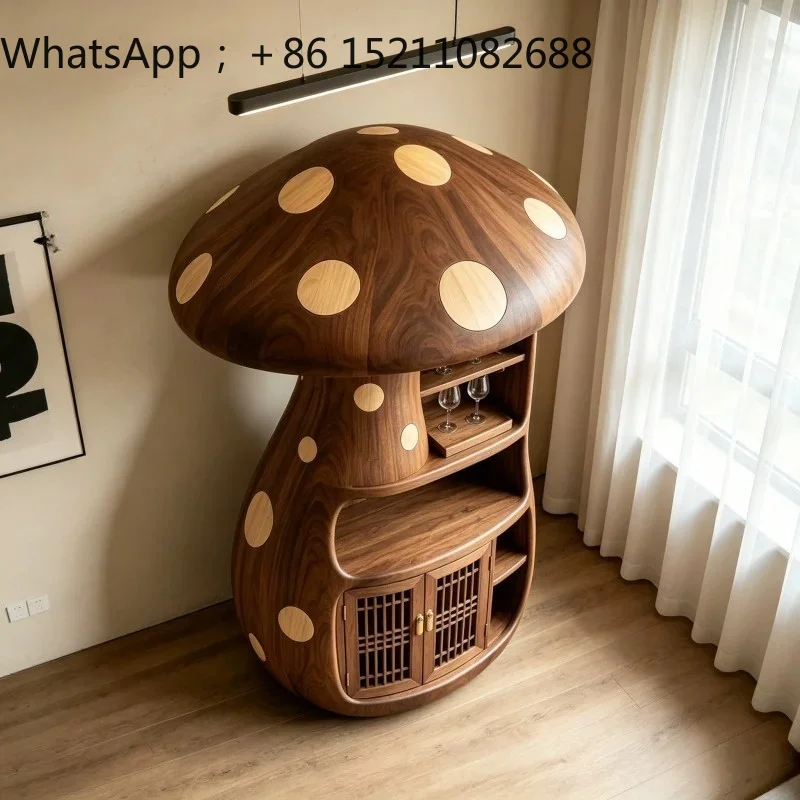 LLY new Chinese side cabinet cartoon mushroom modeling solid wood porch side cabinet locker furniture