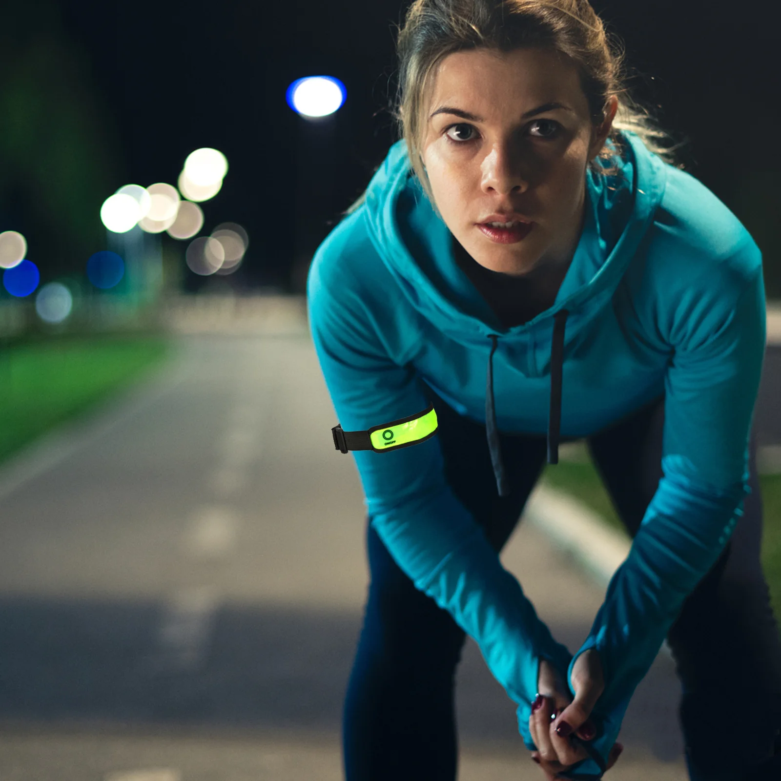 2 szt. LED-owych odblaskowych opasek na nadgarstek, wysoka widoczność, do biegania nocą, jazdy na rowerze, bezpieczna opaska na ramię, odblaskowa taśma sportowa do joggingu