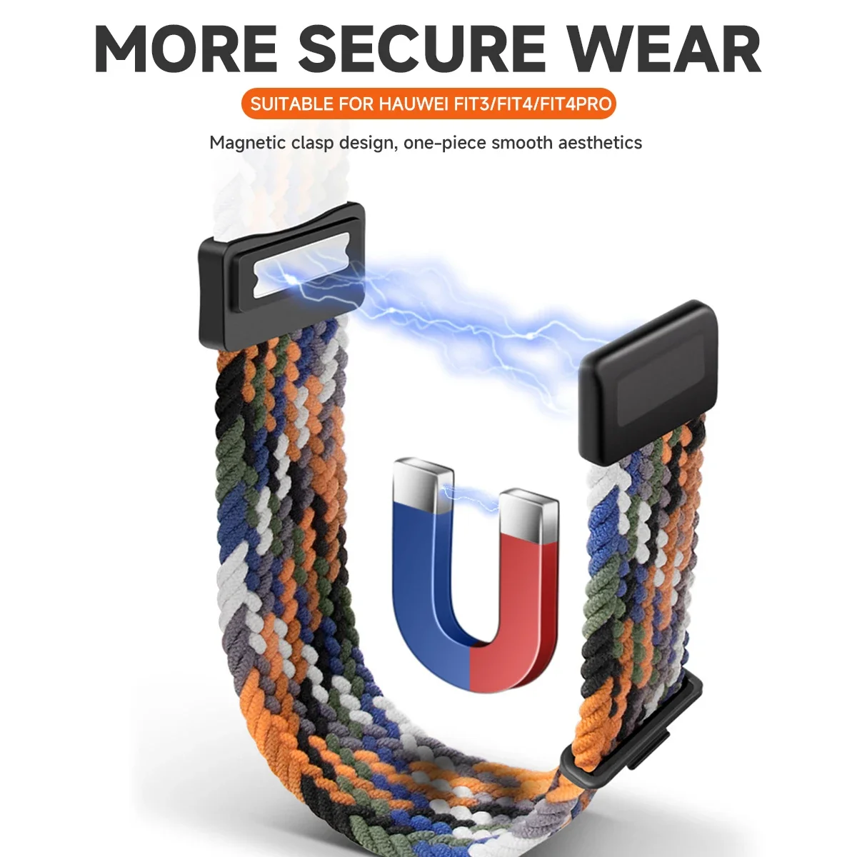 Magnetisches Nylon-Geflechtband für Huawei Watch Fit 3/4/5, verstellbares, bequemes Armband für Huawei Watch Fit 5/4 Pro. – Detail 6