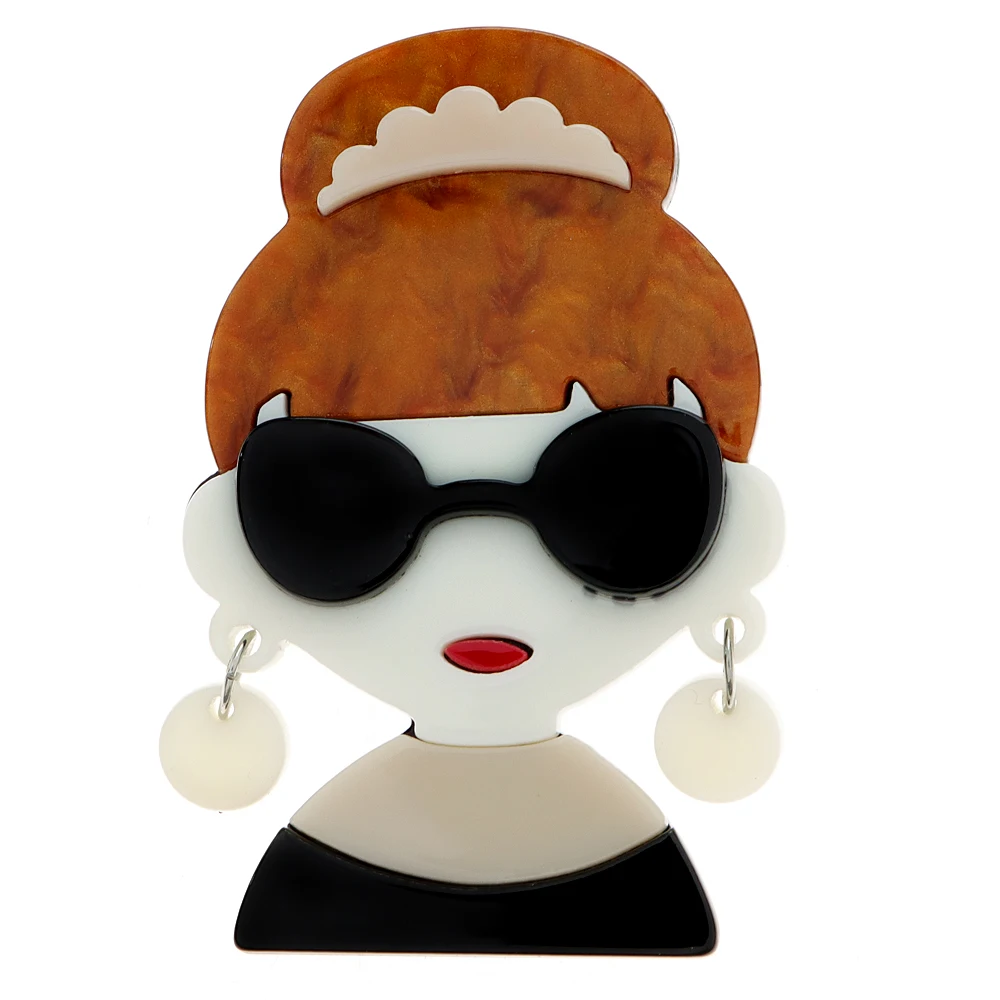 CINDY XIANG Beautiful Wear Glasses Girl Brooches For Women Acrylic Pin 2 Color Fashion Acetate Fiber  New 2023