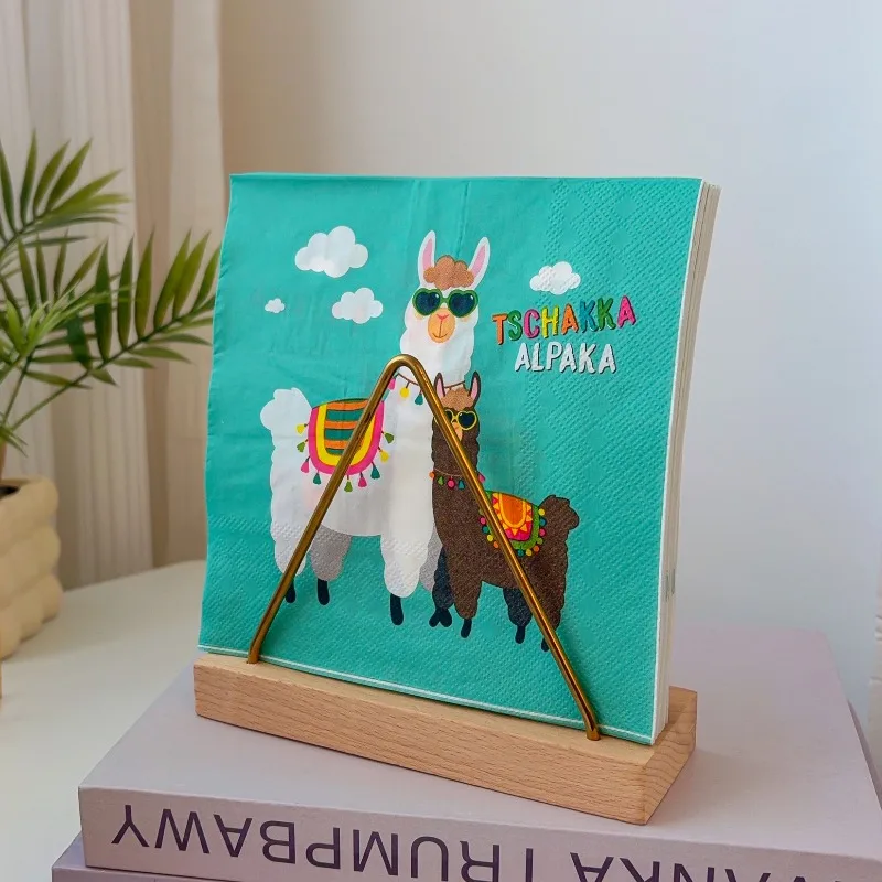 20 Sheets of 33 * 33cm 2Ply Alpaca Napkins, Animal Park Party Decorations, Colorful Printed Paper, DIY Decoupage Paper