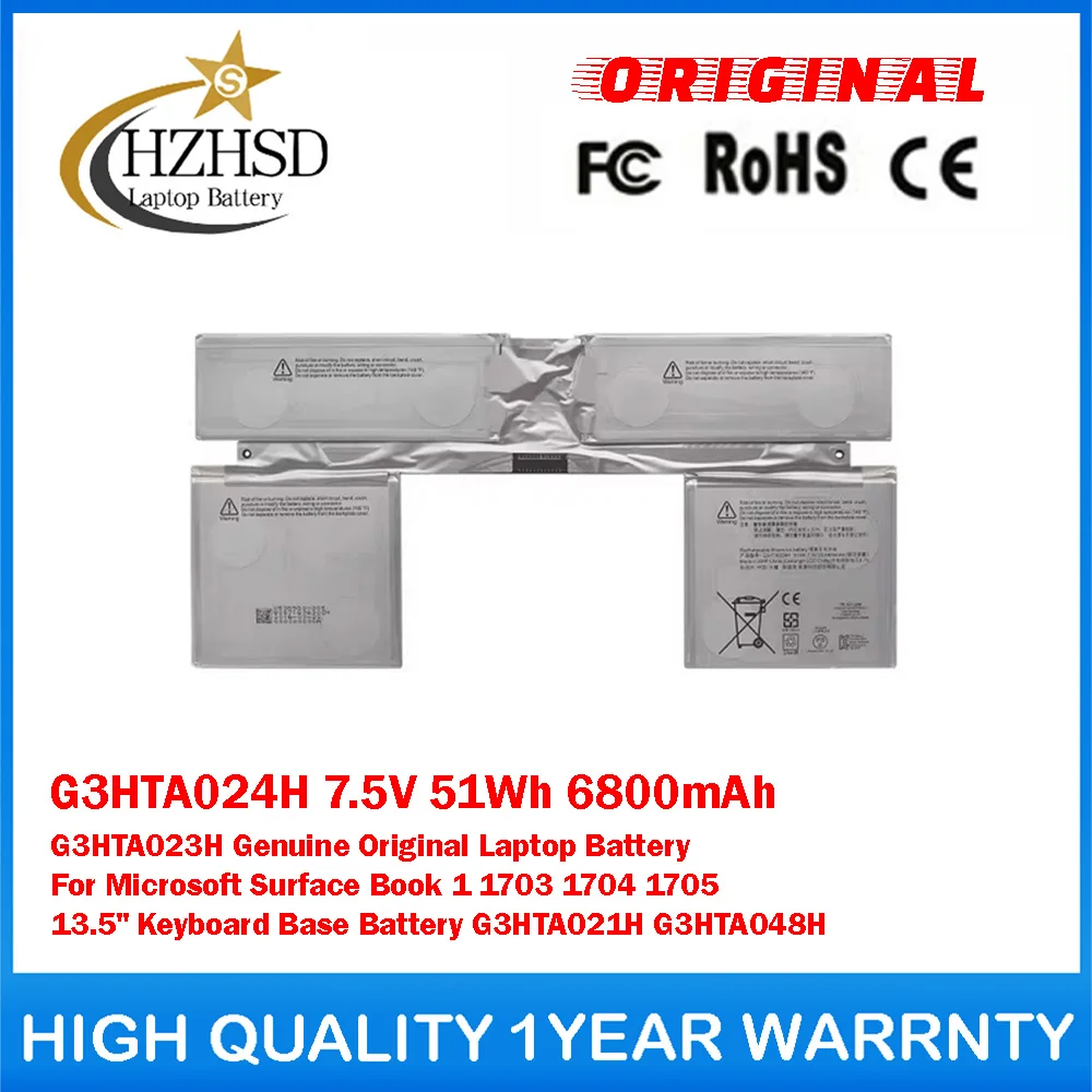 

G3HTA024H 7.5V 51Wh 6800mAh G3HTA023H Genuine Original Laptop Battery For Microsoft Surface Book 1 1703 1704 1705 13.5" Keyboard