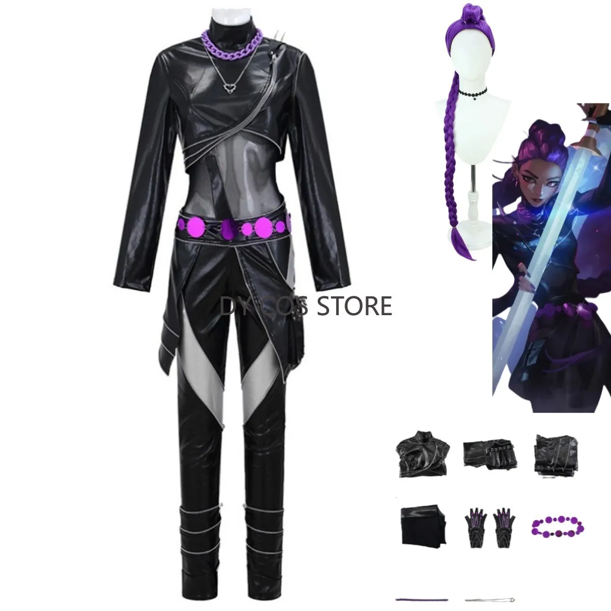 

Anime Movies KPop Demon Hunters Rumi Cosplay Costume Black PU Top Uniform Full Set Wig Woman Sexy Carnival Halloween Suit