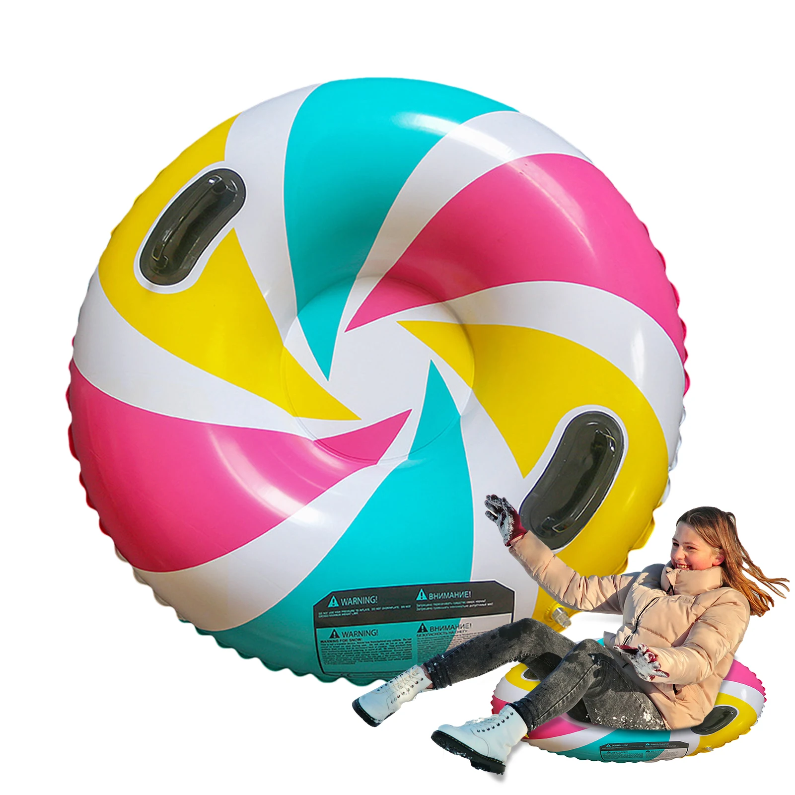 Snow Sledge Inflatable Ski Ring PVC Sledding Tube Thicken Snow Tubing Winter Snow Tube with Handle Skiing Accessories