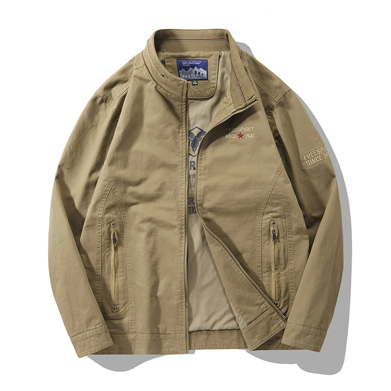 

Autumn Men's Cotton Warm Jackets Fashion Men Retro Stand Collar Hiking Coats Men Military Tactical Windbreaker Jackets Clothing