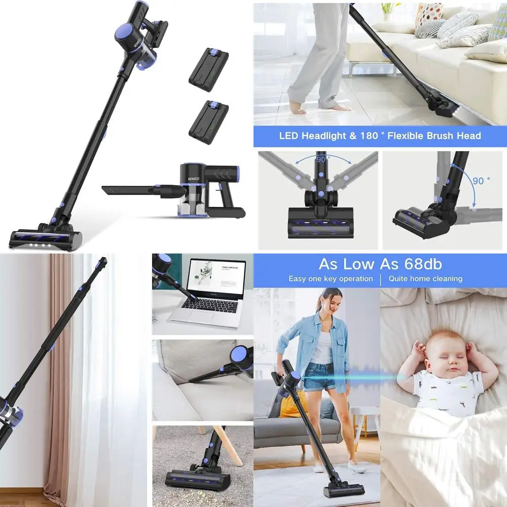 4-in-1 draadloze handstofzuiger, 40 minuten looptijd, 2 batterijen, ideaal voor thuis en tapijten