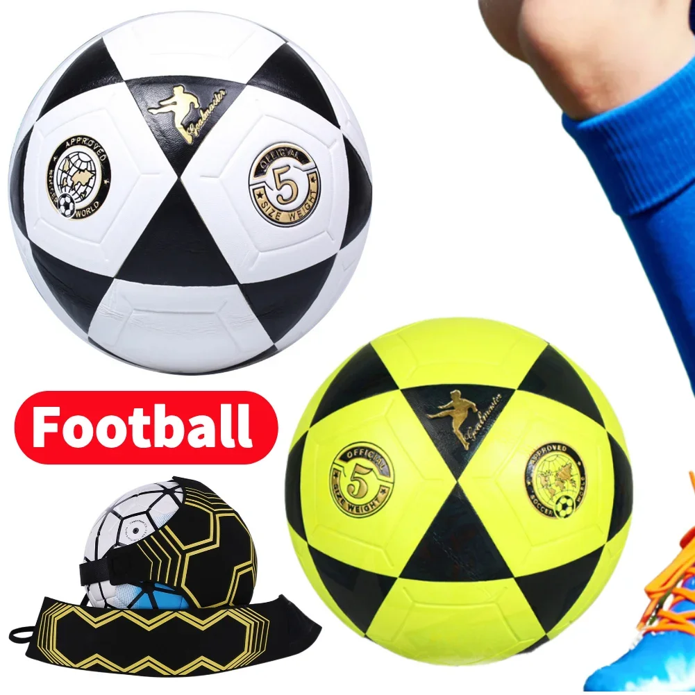 كرة قدم مقاس 5 للشباب، كرة قدم مخيطة للمنافسة المدرسية، طباعة مثلثة سوداء للرياضات الخارجية #1