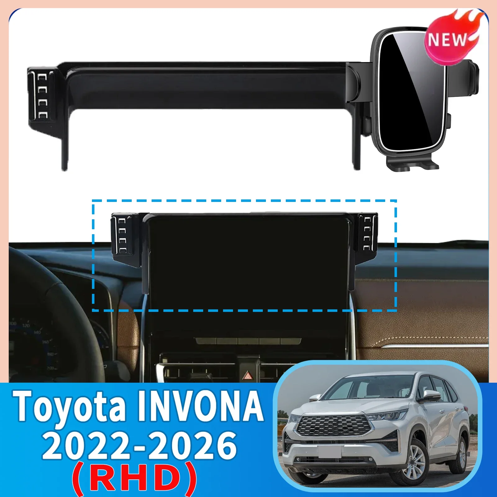 Soporte para Teléfono Móvil con Clip para Toyota INVONA AG10 202-2026, Soporte Estable para Celular con Cargador Inalámbrico y F