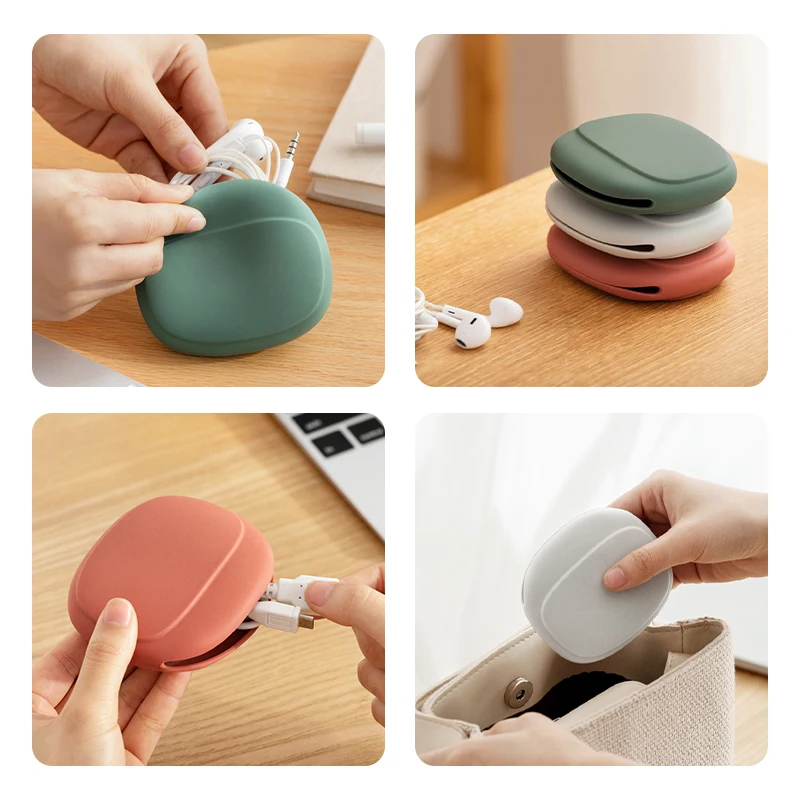 Portable Data Cable Headphone Storage Box Simple Mobile Phone Data Cable Organizing Bag Silicone Storage Box Cute Coin Purse