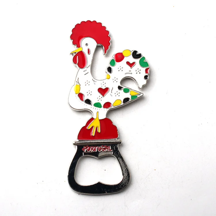 Portugal Cock Metallic Fridge Magnetic Stickers Bottle Opener Cute Home Decor Metal Magnetic Stickers for Blackboard