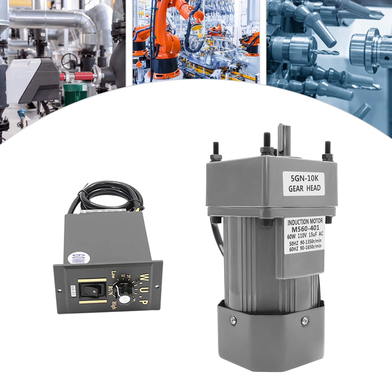 60W Variable Speed Motor, High-Efficiency,135 RPM, 3.8nm Torque, Built-in Gear Reduction, Compact Size, Ideal for Compact