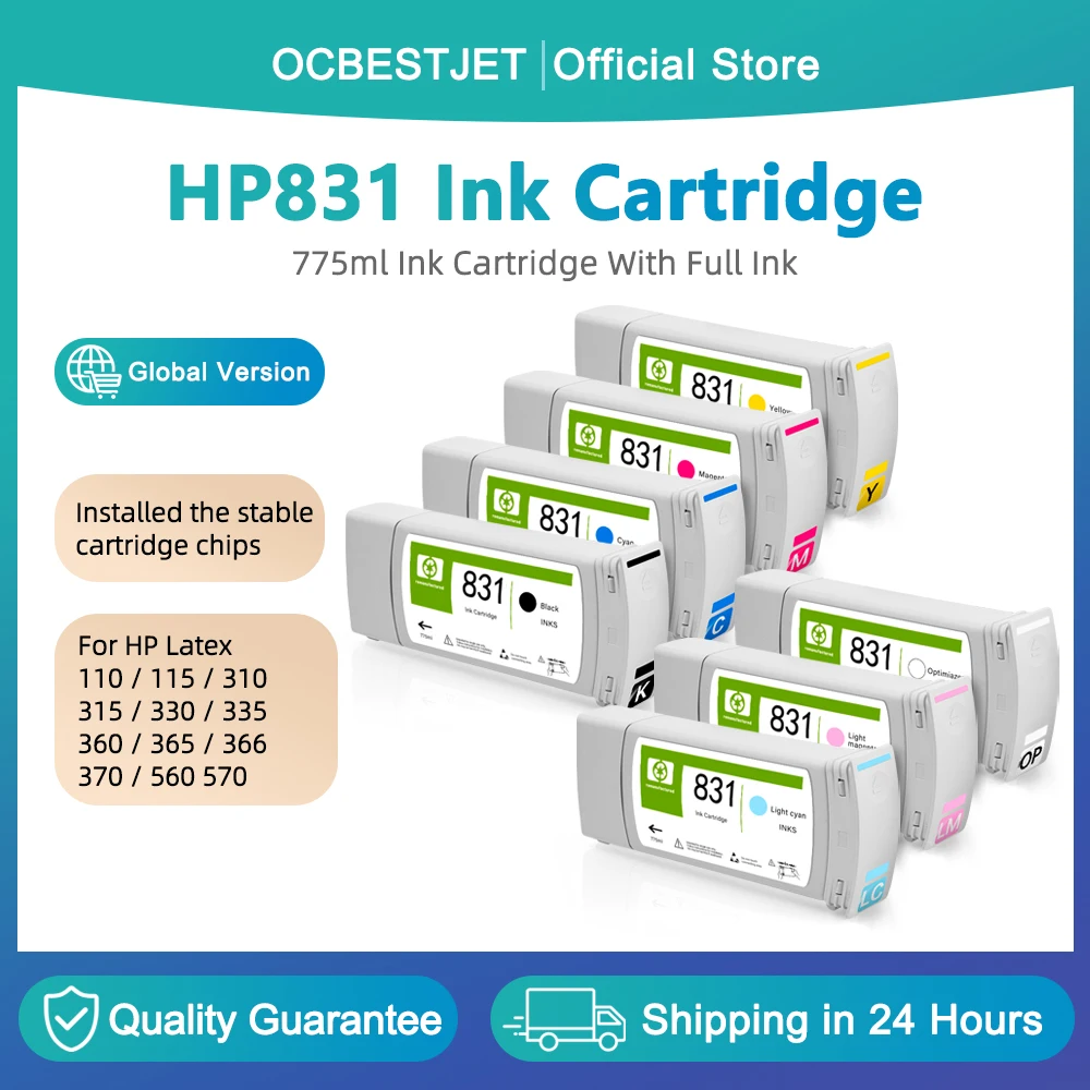 

775ML Compatible Ink Cartridge For HP 831 Latex Ink For For HP Latex 110 115 310 315 330 335 360 365 370 560 570 L360 Printer