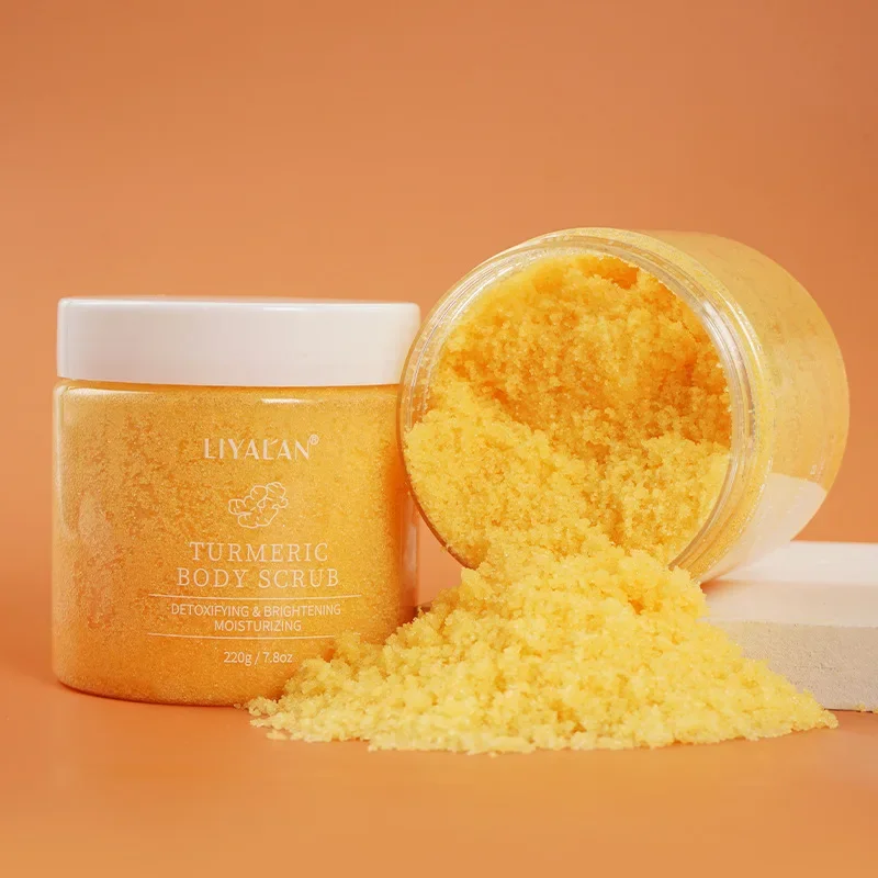 220g Turmeric Face Body Scrub Soften Cutin Brightening Moisturizing Salt Pore Cleaning Skin Smooth Exfoliating Skin care 1pcs