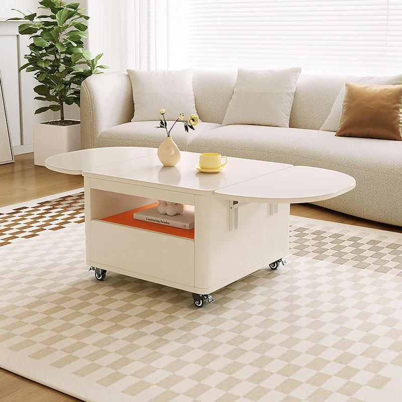 AOLIVIYA Tea Coffee Table Nightstand Storage Rack Sofa Corner Side End Stand Folding Cream Multifunctional Removable Home