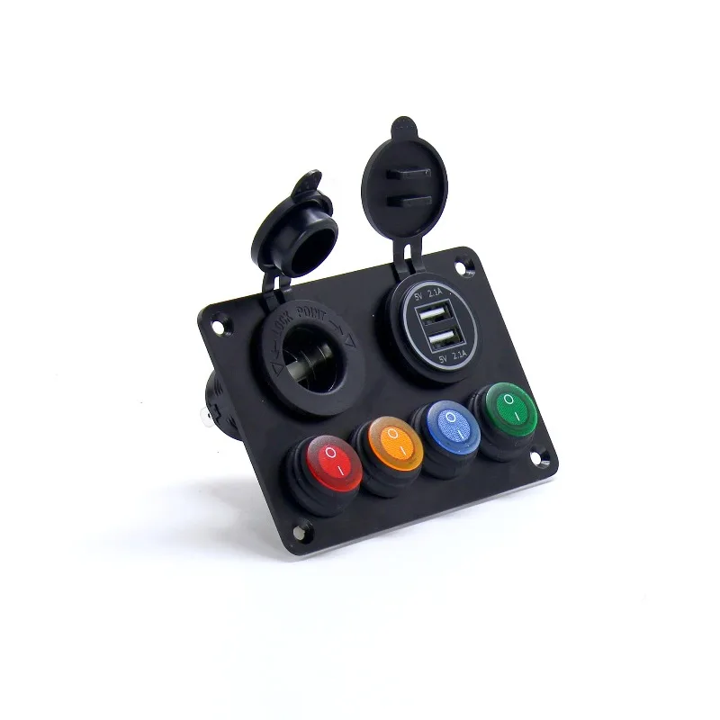Car yacht modification 4-position round waterproof boat start switch with charger cigarette lighter can be matched by yourself