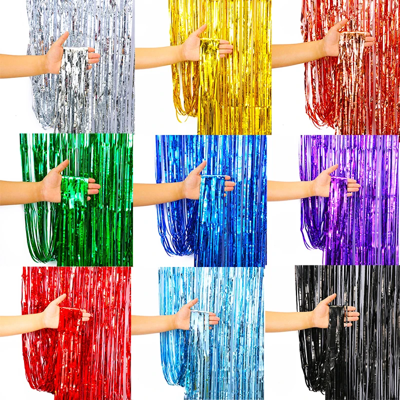 Advanced Birthday Party Decorations Backdrop Wall Foil Tassel Fringe Curtain Kids Adult Photo Booth Baby Shower Party Supplies