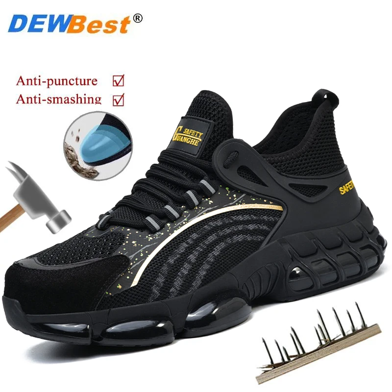 

Men's lightweight four season anti smashing and anti piercing steel toe cap wear-resistant work safety protective shoes