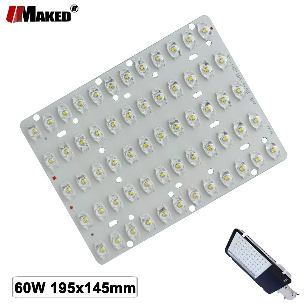 Street Lights PCB LED Aluminum Plate Replace High Bright San'An SMD 3030 Chips 140-150LM/W 60W 195X145MM For Outdoor Lamps DIY