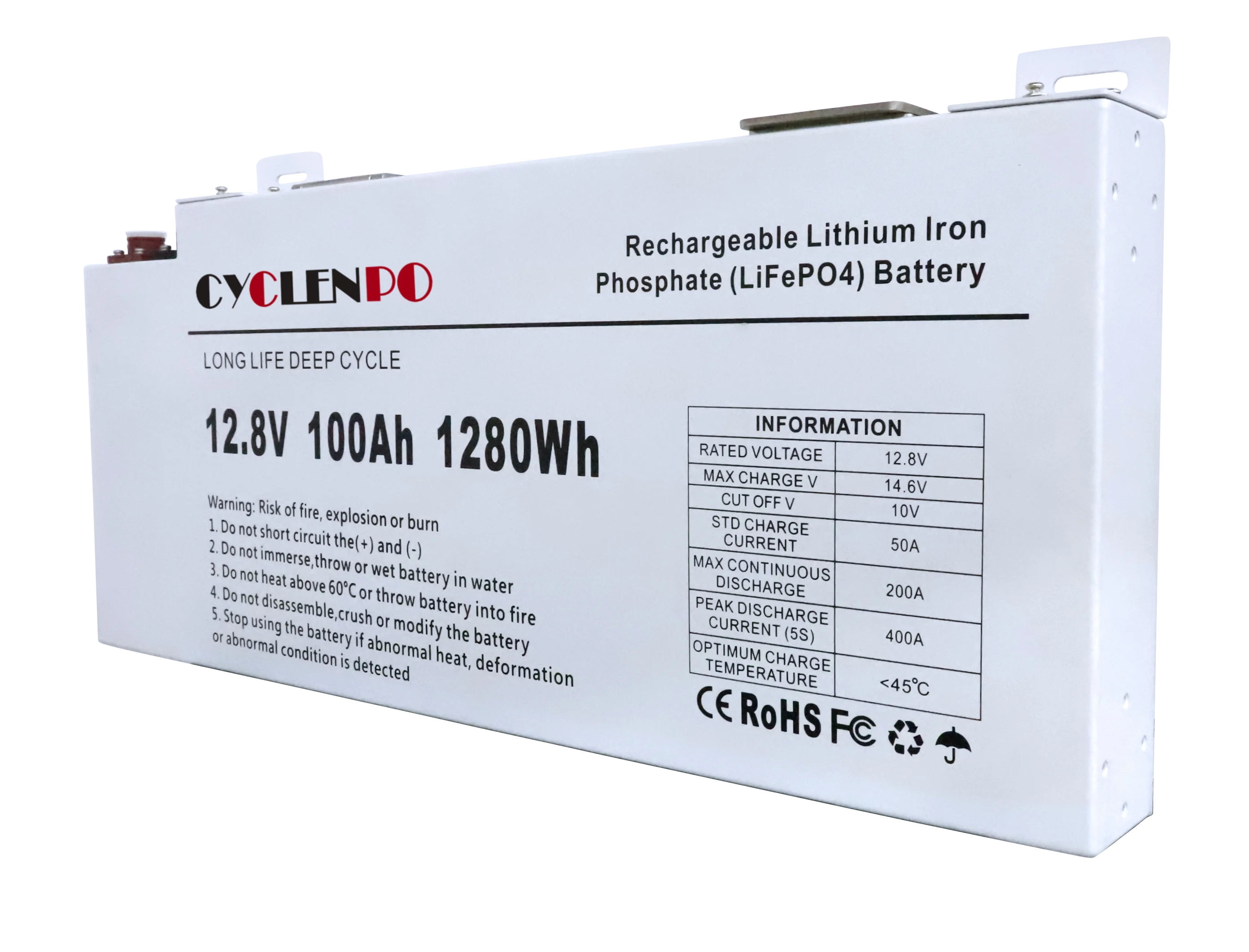 Lifepo4 battery 12.8v deep cycle 100ah lithium ion battery for Vehicle