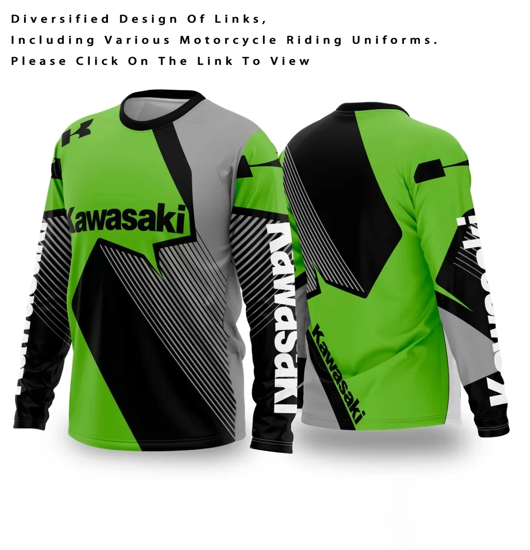 

Kawasaki Лидер продаж мотоциклетный гоночный костюм для верховой езды, мужской гоночный костюм MOTO с круглым вырезом, большой дышащий быстросохнущий спортивный трикотаж