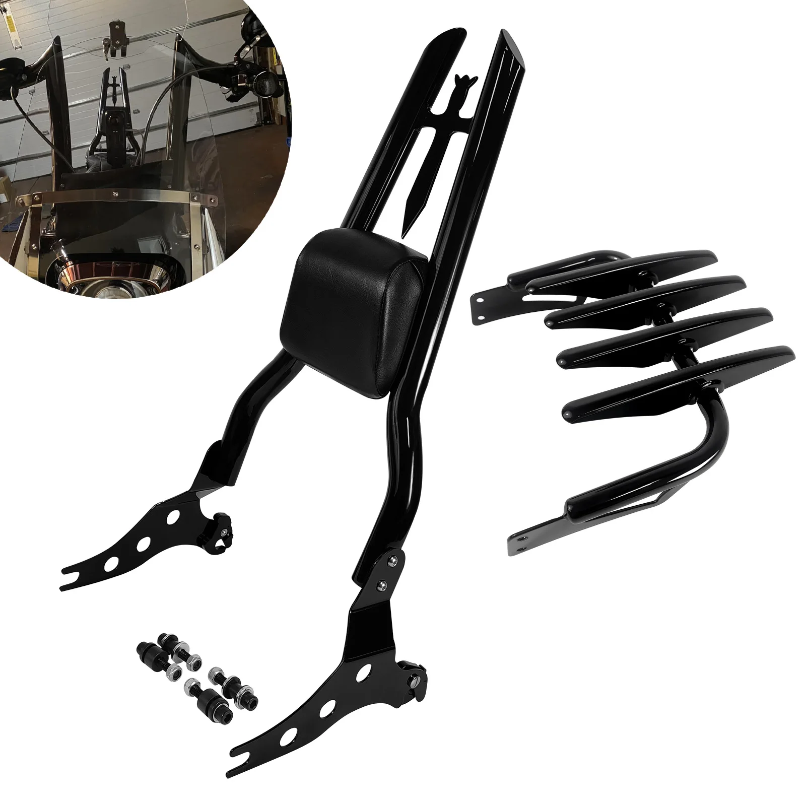 Accessories Detachable Motorcycle Backrest Sissy Bar & Luggage Rack For Harley Breakout 114 FXBR 13-26 Fat Boy 114 FLFBS 18-26