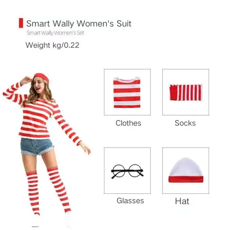 Рождественская одежда Wally для взрослых и детей 2025 COS, комплект рождественской одежды в полоску в британском стиле аниме Smart Wally -o-A