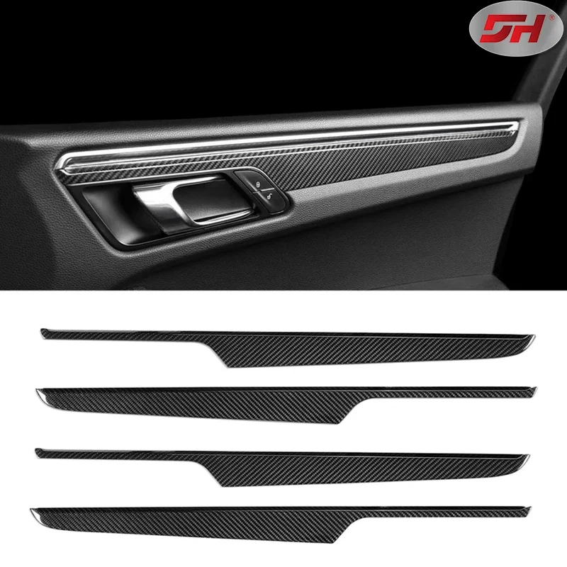 

7pcs Car Carbon Fiber Interior Trim Kit Center control panel decorative frame For Porsche macan 2014-2017