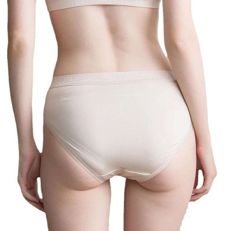 Silk Mid Waist Brief Panties for Women, Comfortable and Breathable 100% Silk Ultra-fine Knitting Underwear 18089