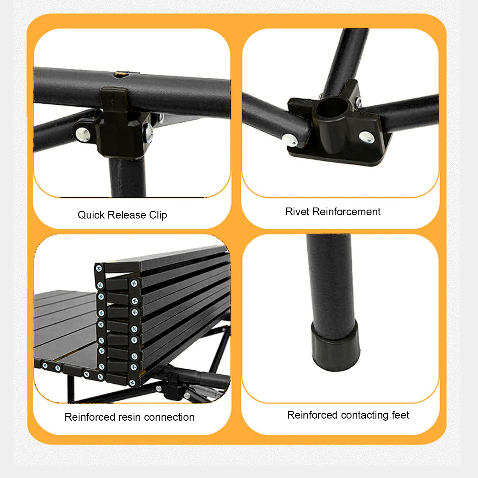Folding Camping Table 47.24in Black Multi Functional Carbon Steel Portable Roll Up Outdoor Table with Carrying Bag for Outdoor image 4
