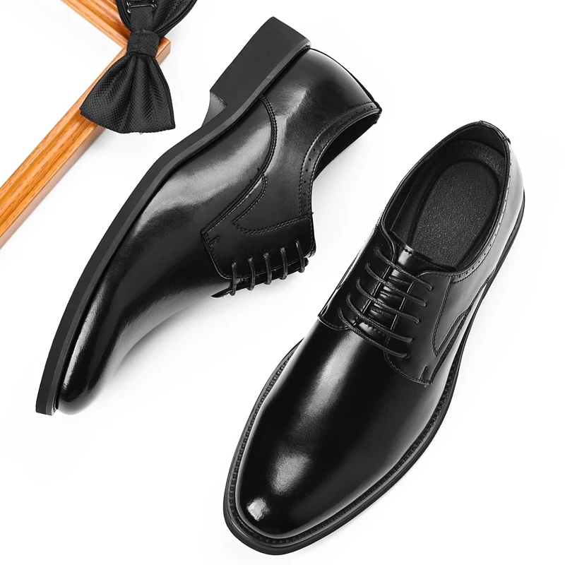 

Men's Business Leather Shoes Classic casual gentleman style Office or work Party groom wedding Suit derby shoes Black dress