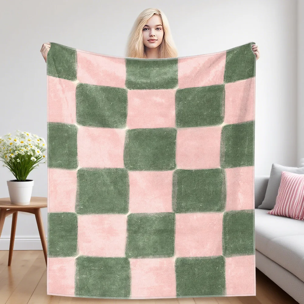 Pastel Check Flannel Blankets Are Perfect For Sofas, Office Beds, Travel, Sleep, And Use Throughout The Four Seasons