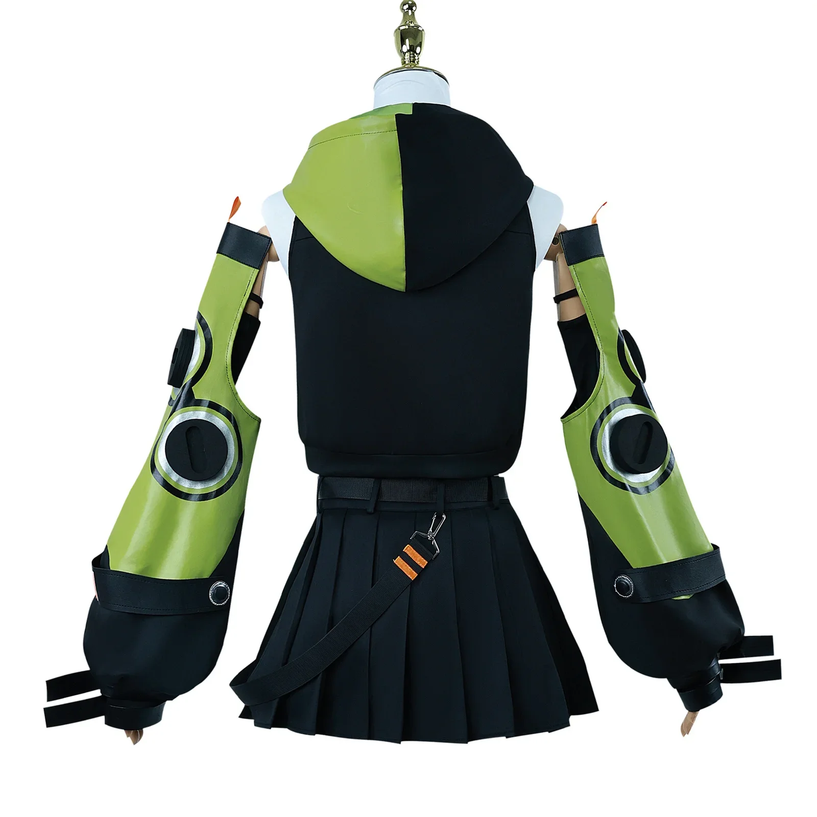 Costume de Cosplay Zenless Zone ontariAnby pour Femme, Sweat à Capuche Vert, Veste à Manches Évasées, Jupe Plissée, Accessoires Leggings, Adulte