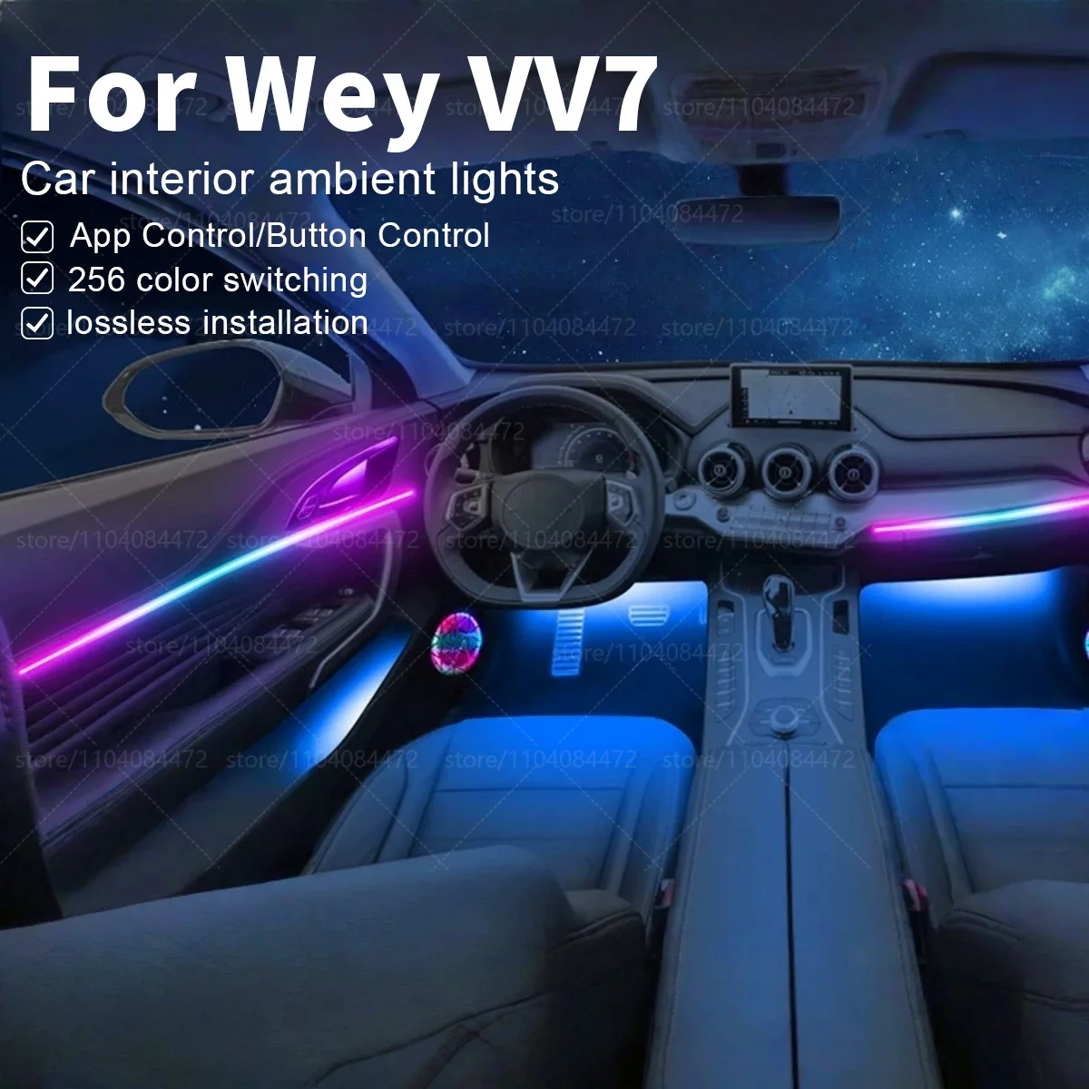 

22in1 RGB Car Interior Acrylic Car Ambient Lights RGB Hidden Acrylic Strip Decoration Atmosphere Accessories For Wey VV7