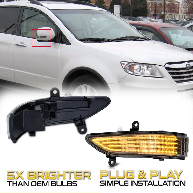 

2Pcs Dynamic LED Side Mirror Lights Turn Signal Blinker Lamps For Subaru Forester Outback Legacy Tribeca Amber OEM#84401FG020