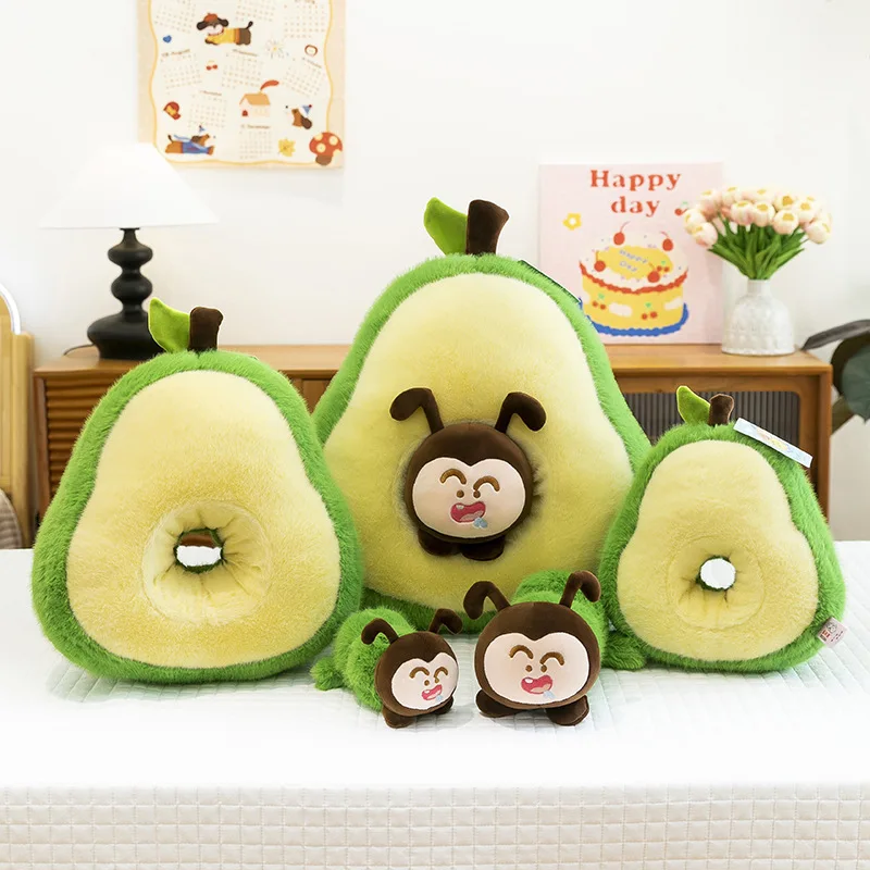 

Creative Funny Caterpillar Avocado Plush Toy Soft Pillow Stuffed Doll Home Sofa Ornament Room Decoration Birthday Gift