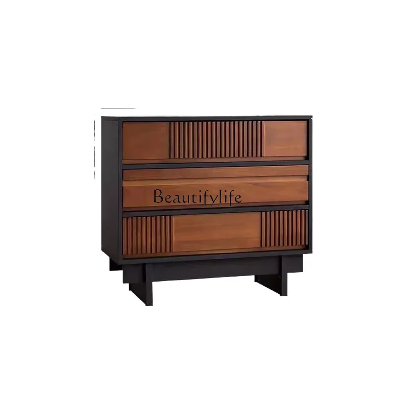 

Retro Three Bucket Storage Tailstock Storage Room Drawer Clothes Closet Living Room Storage Black Side Cabinet