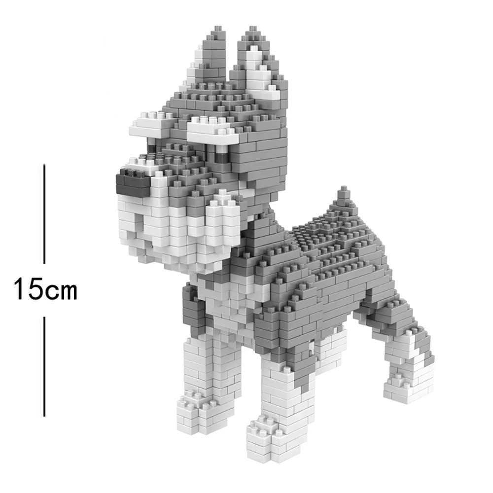 Knieuwe Gebouwde Schnauzer Hond Model Micro Mini Bouwstenen Speelgoed Perfect Speelgoed voor Liefhebbers Mooie Display Stuk Teckel Huisdier