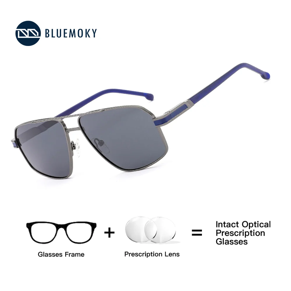 

BLUEMOKY Fashion Metal Polarized Prescription Sunglasses For Unisex Popular Uv400 Protection Pilot Corrective Sun Glasses