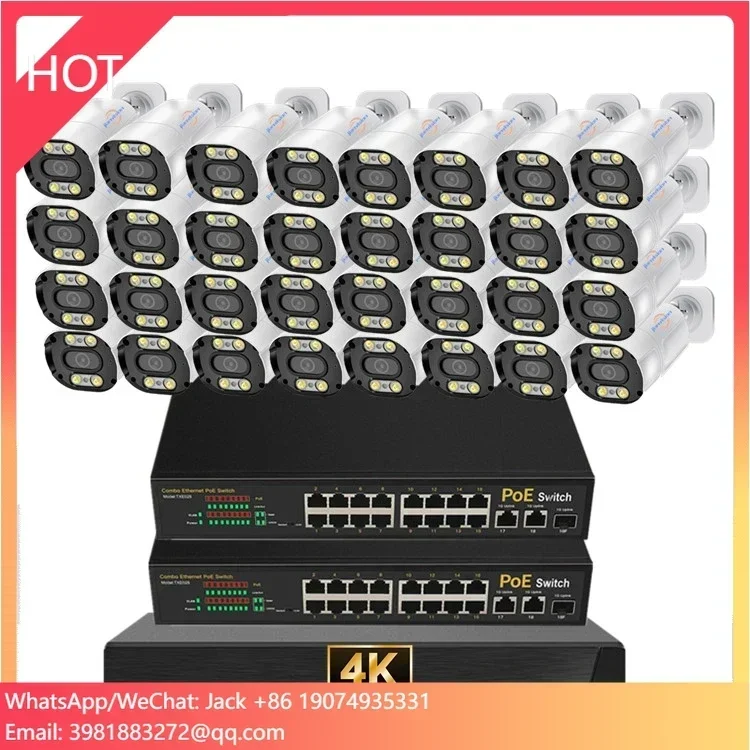 Jianvision Metal Waterproof Outdoor Color Night Vision Audio Recording IP Bullet POE 32 Channel Nvr Cctv Camera System 4k