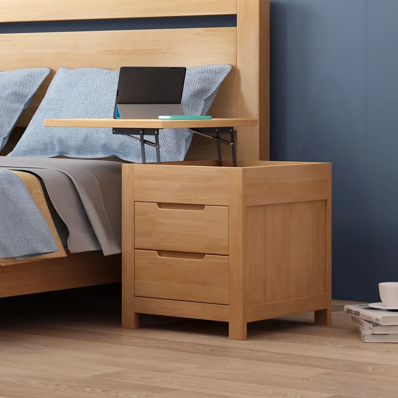Hidden bedside table All solid wood bedside table Simple modern storage cabinet Nordic locker Bedroom multi-functional cabinet